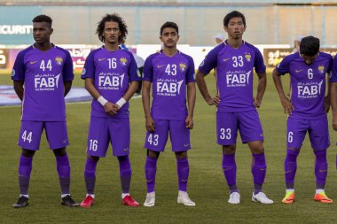 Zagreb, Hırvatistan - 4 Ağustos 2018: Arap Kulüp Şampiyonlar Kupası, Es Setif - Al Ain. Al Ain oyuncuları sıralanıyor