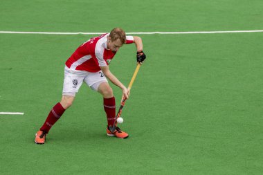 Zagreb, Hırvatistan - 30 Haziran 2018: Hırvatistan 'da Hokey Serisi açıldı. Avusturya ile Slovakya arasında maç (15-1). Saha Hokeyi oyuncuları iş başında