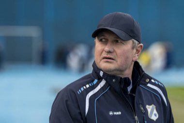 Zagreb, Hırvatistan - Nisan 04, 2018: Gnk Dinamo ile Hnk Rijeka arasındaki Hırvatistan Birinci Futbol Ligi maçı. Hnk Rijeka Matjaz Kek 'in koçu 