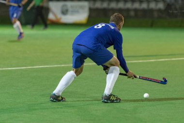 Zagreb, Hırvatistan - 29 Haziran 2018: Hırvatistan 2018 'de Hokey Serisi açıldı. Hırvatistan ile Slovakya arasında maç (6-1). Aktivoda saha hokeyi oyuncuları