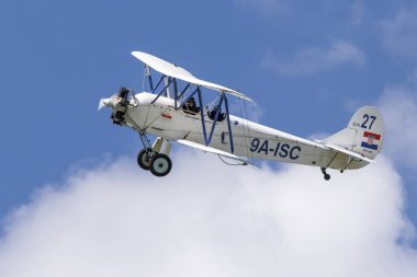 Velika Gorica, Hırvatistan - 19 Mayıs 2018: Airvg 2018 Airshow. Airvg 2018 Airshow sırasında uçuş sırasında II Dünya Savaşı'ndan Polikarpov Po-2 uçağı.