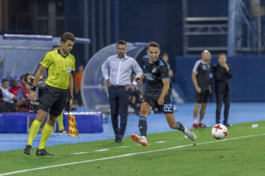 ZAGREB, CROATIA - JULY 24, 2018: UEFA Champions League match between GNK Dinamo Zagreb and Hapoel Beer-Sheva FC (5-0). In action Marin LEOVAC (22)
