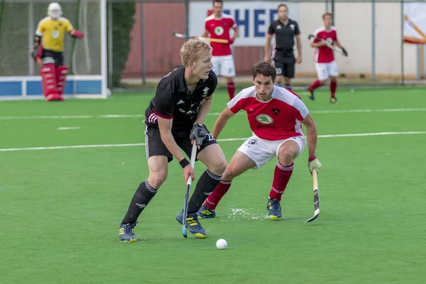 Zagreb, Hırvatistan - 26 Haziran 2018: Hırvatistan 2018 'de Hokey Serisi açıldı. Avusturya ile Galler arasında maç (3-0). Saha Hokeyi oyuncuları iş başında