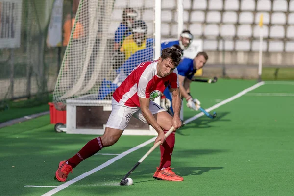 Zagreb, Hırvatistan - 30 Haziran 2018: Hırvatistan 'da Hokey Serisi açıldı. Avusturya ile Slovakya arasında maç (15-1). Saha Hokeyi oyuncuları iş başında