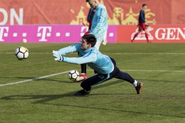 Velika Gorica, Hırvatistan - 27 Mart 2018: Avrupa 21 Yaş Altı Şampiyonası Ön Eleme Turu. Hırvatistan ile Moldova arasında oynanan karşılaşma 4-0. Eylem Karlo Letica (1)