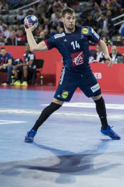 Zagreb, Hırvatistan - 20 Ocak 2018: Avrupa Erkekler Hentbol Şampiyonası, Ehf Euro 2018 ana tur İsveç-Fransa maçı 17: 23. Kentin Mahe (14))