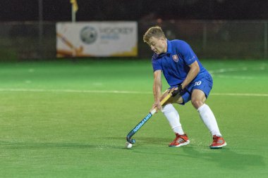 Zagreb, Hırvatistan - 29 Haziran 2018: Hırvatistan 2018 'de Hokey Serisi açıldı. Hırvatistan ile Slovakya arasında maç (6-1). Aktivoda saha hokeyi oyuncuları