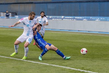 Zagreb, Hırvatistan - Nisan 04, 2018: Gnk Dinamo ile Hnk Rijeka arasındaki Hırvatistan Birinci Futbol Ligi maçı. Hareket halindeki Dani Olmo (7)  