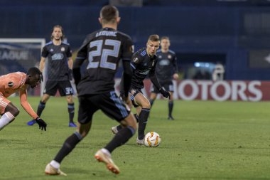 Zagreb, Hırvatistan - 13 Aralık 2018: Uefa Avrupa Ligi 2018 / 2019, Gnk Dinamo Anderlecht 'e karşı. Oyuncular iş başında.