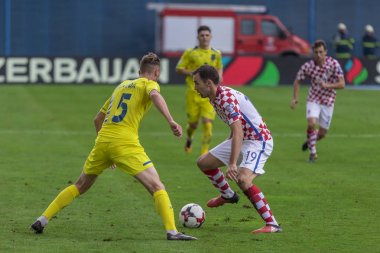 ZAGREB, CROATIA - SEPTEMBER 03, 2017: European qualifier for 2018 FIFA World Cup Russia. Croatia vs Kosovo. Milan BADELJ (19) in action