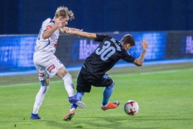 Zagreb, Hırvatistan - 21 Temmuz 2017: Dinamo Zagreb (Cro) ile Odd (Nor) arasında oynanan Uefa Avrupa Ligi 3. tur ön eleme maçı. Petar Stojanoviç (30) düelloda 