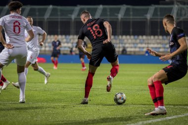 Rijeka, Hırvatistan - 12 Ekim 2018: Uefa Uluslar Ligi maçı Hırvatistan - İngiltere. Eylem Ante Rebic (18)
