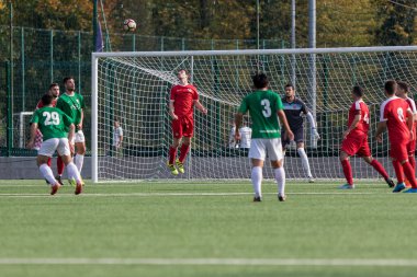 Zagreb, Hırvatistan - 21 Ekim 2017: Üçüncü Hırvat Futbol Ligi Nk Maksimir - Nk Spansko. Futbol sahasında oynayan oyuncular