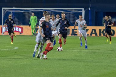 ZAGREB, CROATIA - NOVEMBER 15, 2018: UEFA Nations League football match Croatia vs. Spain. In action Ivan Rakitic (7)