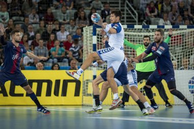 Zagreb, Hırvatistan - 29 Eylül 2018: Ehf man 's Championship League. PD Zagreb, Paris Saint-Germain 'e karşı. Srsen İvan (13))