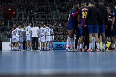 Zagreb, Hırvatistan - 23 Kasım 2017: Ehf Velux Şampiyonlar Ligi PD Zagreb - Fc Barcelona Lassa. Zagrepli oyuncular çıktı 