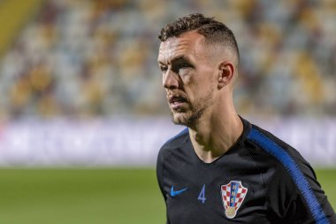 Rijeka, Hırvatistan - 12 Ekim 2018: Uefa Uluslar Ligi maçı Hırvatistan - İngiltere. Ivan Perisic (4)