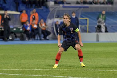 ZAGREB, CROATIA - NOVEMBER 15, 2018: UEFA Nations League football match Croatia vs. Spain. In action Luka Modric (10)