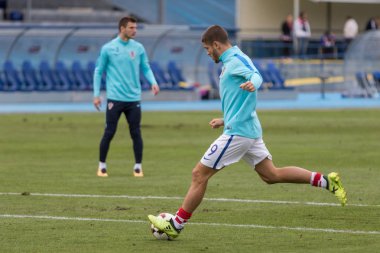 ZAGREB, CROATIA - SEPTEMBER 03, 2017: European qualifier for 2018 FIFA World Cup Russia. Croatia vs Kosovo. Andrej KRAMARIC (9) 