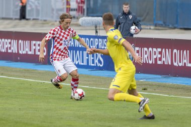 ZAGREB, CROATIA - SEPTEMBER 03, 2017: European qualifier for 2018 FIFA World Cup Russia. Croatia vs Kosovo. Luka MODRIC (10) in action