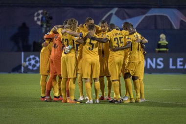 Zagreb, Hırvatistan - 28 Ağustos 2018: Uefa Şampiyonlar Ligi Playoffları, Gnk Dinamo ve Bsc Young Boys. Genç Çocuklar oyuncuları