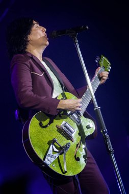 Zagreb, Hırvatistan - 30 Eylül 2018: İskoçyalı Texas grubu Dom Sportova 'da sahne aldı. Sharleen Spiteri sahnede.