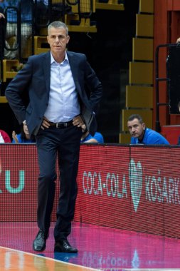ZAGREB, CROATIA - OCTOBER 15, 2017: ABA league KK Cibona Zagreb vs. KK Cedevita. Slobodan Subotic Coach of KK Cibon