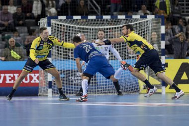 Zagreb, Hırvatistan - 29 Kasım 2017: Ehf Velux Şampiyonlar Ligi PPD Zagreb - Rhein-Neckar Lowen. Josip Valcic (22)