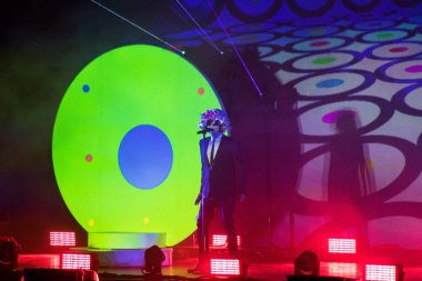 ZADAR, CROATIA - AUGUST 12, 2017: Pet Shop Boys on tour 2017 at Jazine Zadar. The band Pet Shop Boy Neil Tennant and Chris Lowe on stag