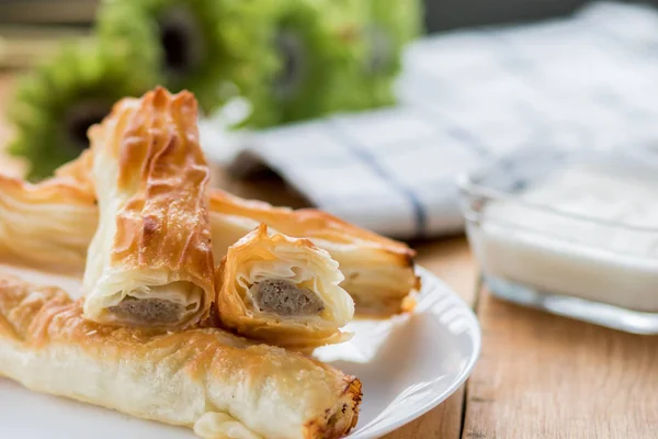 Burek Turchia Balcani Pita Farina Pasticceria Con Carne — Foto Stock