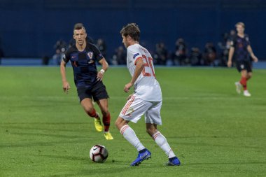 ZAGREB, CROATIA - NOVEMBER 15, 2018: UEFA Nations League football match Croatia vs. Spain. In action Sergi Roberto (20)