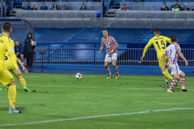 ZAGREB, CROATIA - SEPTEMBER 02, 2017: European qualifier for 2018 FIFA World CUp Russia. Croatia vs Kosovo. Ivan PERISIC (4) performing free kick