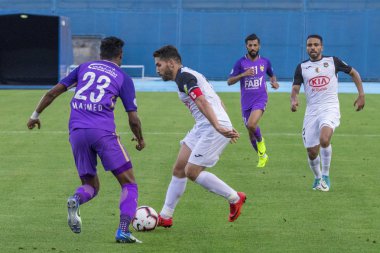 Zagreb, Hırvatistan - 31 Temmuz 2018: Arap Kulüp Şampiyonlar Kupası, Al Ain - Es Setif. Eylemde Abdelmoumene Djabou (10)