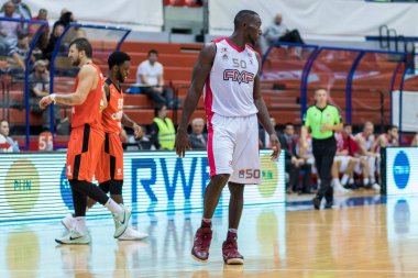 ZAGREB, CROATIA - SEPTEMBER 29, 2017: ABA league KK Cedevita Zagreb vs. KK FMP Beograd. Michael Ojo (50