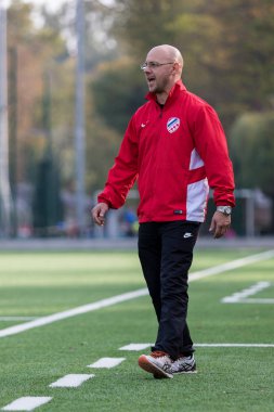 Zagreb, Hırvatistan - 21 Ekim 2017: Üçüncü Hırvat Futbol Ligi Nk Maksimir - Nk Spansko. Nk Spansko 'nun koçu