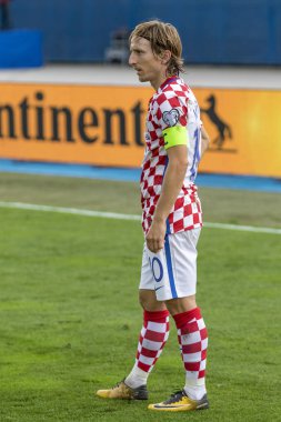 ZAGREB, CROATIA - SEPTEMBER 03, 2017: European qualifier for 2018 FIFA World Cup Russia. Croatia vs Kosovo. Luka MODRIC (10) 