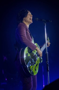 Zagreb, Hırvatistan - 30 Eylül 2018: İskoçyalı Texas grubu Dom Sportova 'da sahne aldı. Sharleen Spiteri sahnede.