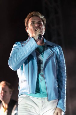 ZAGREB, CROATIA - AUGUST 29, 2017:Duran Duran Paper gods on tour 2017 at Salata Zagreb. Simon Le Bon singer of the band Duran Duran on stag