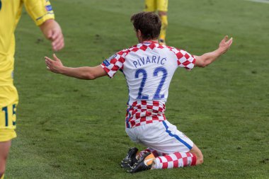 ZAGREB, CROATIA - SEPTEMBER 03, 2017: European qualifier for 2018 FIFA World CUp Russia. Croatia vs Kosovo. Josip PIVARIC (22)
