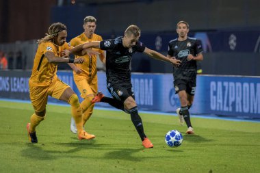 Zagreb, Hırvatistan - 28 Ağustos 2018: Uefa Şampiyonlar Ligi Playoffları, Gnk Dinamo ve Bsc Young Boys. Etkinlikte Mislav Orsiç (99)