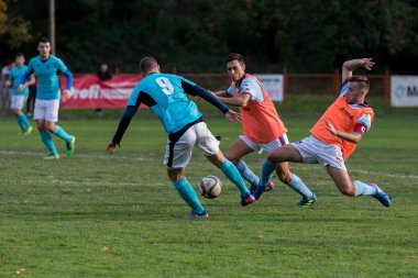 Zagreb, Hırvatistan - 21 Ekim 2017: 2. Zagreb ligi Nk Ravnice, Nk Prigorje 'ye karşı. 