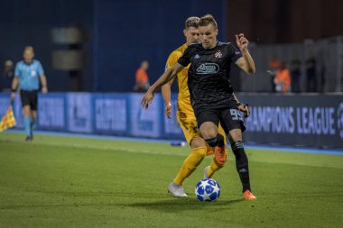 Zagreb, Hırvatistan - 28 Ağustos 2018: Uefa Şampiyonlar Ligi Playoffları, Gnk Dinamo ve Bsc Young Boys. Etkinlikte Mislav Orsiç (99)