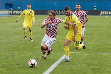 ZAGREB, CROATIA - SEPTEMBER 03, 2017: European qualifier for 2018 FIFA World CUp Russia. Croatia vs Kosovo. Luka MODRIC (10) dribbling with the ball