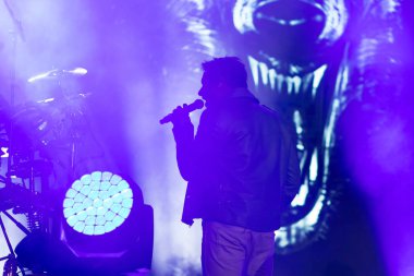 ZAGREB, CROATIA - AUGUST 29, 2017:Duran Duran Paper gods on tour 2017 at Salata Zagreb. Simon Le Bon singer of the band Duran Duran on stag