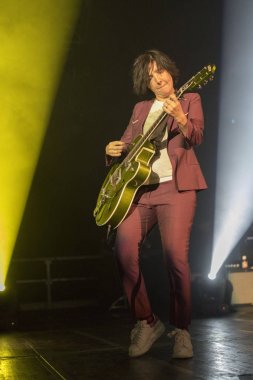 Zagreb, Hırvatistan - 30 Eylül 2018: İskoçyalı Texas grubu Dom Sportova 'da sahne aldı. Sharleen Spiteri sahnede.
