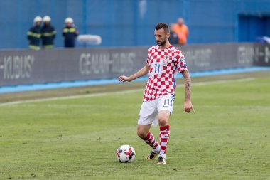 ZAGREB, CROATIA - SEPTEMBER 03, 2017: European qualifier for 2018 FIFA World Cup Russia. Croatia vs Kosovo. Marcelo BROZOVIC (11) 