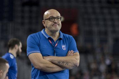 Zagreb, Hırvatistan - 29 Kasım 2017: Ehf Velux Şampiyonlar Ligi PPD Zagreb - Rhein-Neckar Lowen. Zlatan Saraceviç 