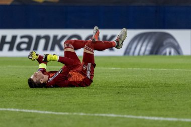 Zagreb, Hırvatistan - 20 Eylül 2018: Uefa Avrupa Ligi 2018 / 2019, Gnk Dinamo vs. Sk Fenerbahçe. Dominik Livakoviç (40) golü kutladı