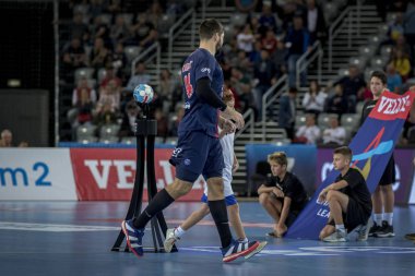Zagreb, Hırvatistan - 29 Eylül 2018: Ehf man 's Championship League. PD Zagreb, Paris Saint-Germain 'e karşı. Karabatik Nikola (44))