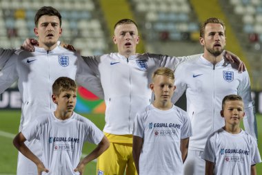 Rijeka, Hırvatistan - 12 Ekim 2018: Uefa Uluslar Ligi maçı Hırvatistan - İngiltere. İngiltere oyuncular kadro 